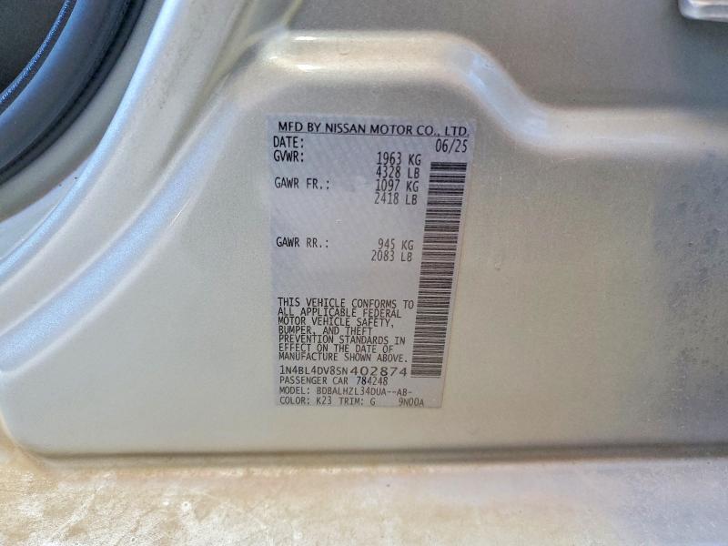 Продажа на аукционе авто 2025 Nissan Altima, vin: 1N4BL4DV8SN402874, номер лота: 62700376