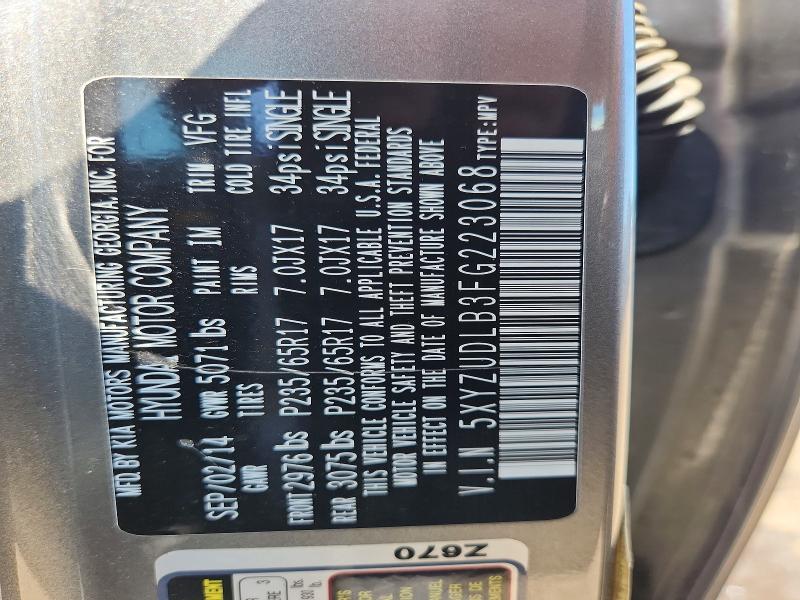 61886956 :رقم المزاد ، 5XYZUDLB3FG223068 vin ، 2015 Hyundai Santa Fe Sport مزاد بيع