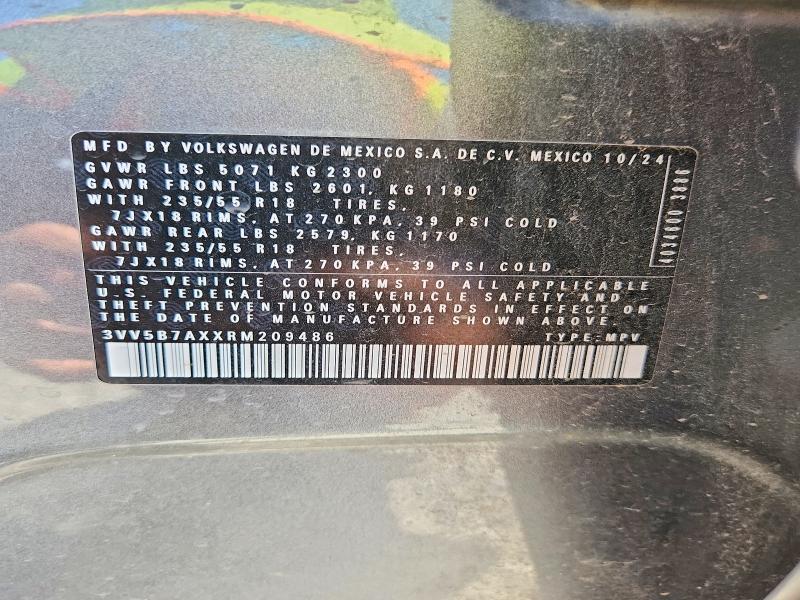 62090186 :رقم المزاد ، 3VV5B7AXXRM209486 vin ، 2024 Volkswagen Tiguan مزاد بيع