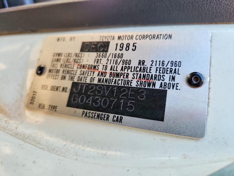 Продаж на аукціоні авто 1986 Toyota Camry, vin: JT2SV12E3G0430715, номер лоту: 63014076