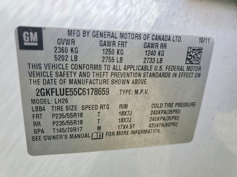 Продаж на аукціоні авто 2012 Gmc Terrain, vin: 2GKFLUE55C6178659, номер лоту: 62501626