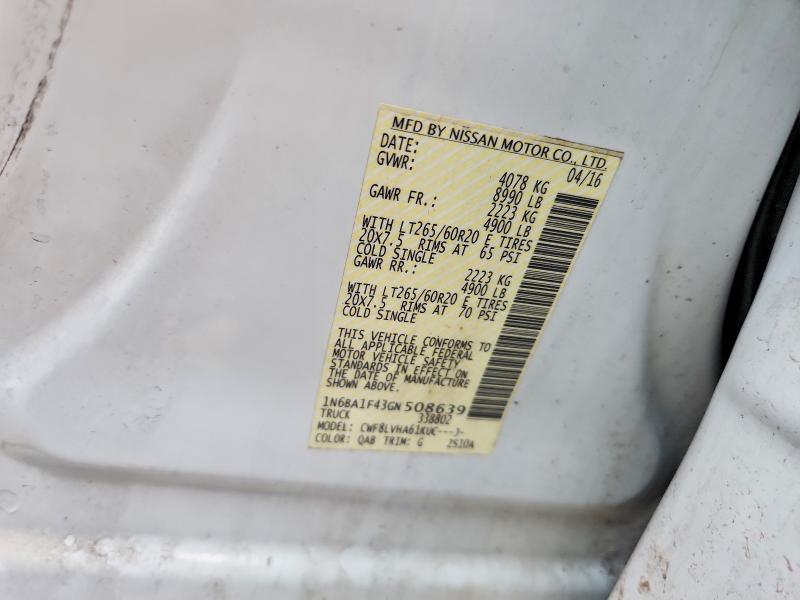 Aukcja sprzedaży 2016 Nissan Titan Xd, vin: 1N6BA1F43GN508639, numer aukcji: 61175336