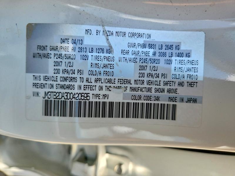 Aukcja sprzedaży 2013 Mazda Cx-9, vin: JM3TB2DA3D0420595, numer aukcji: 57611726