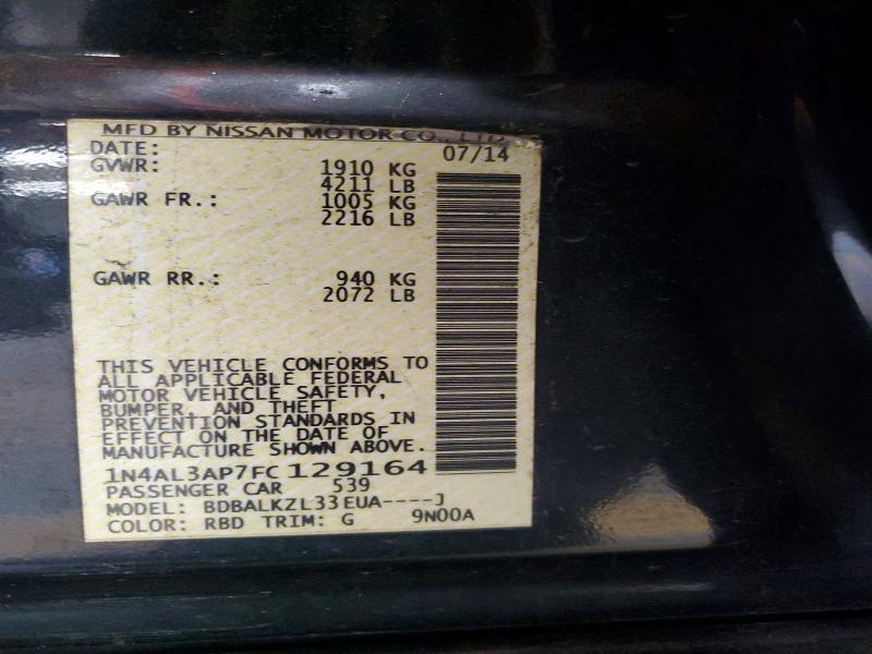 Aukcja sprzedaży 2015 Nissan Altima, vin: 1N4AL3AP7FC129164, numer aukcji: 62692846