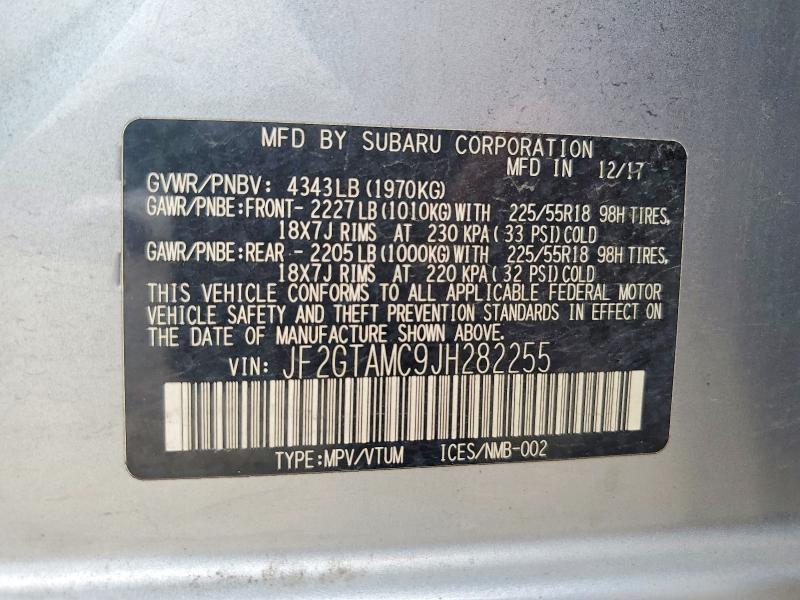 Aukcja sprzedaży 2018 Subaru Crosstrek, vin: JF2GTAMC9JH282255, numer aukcji: 61691606