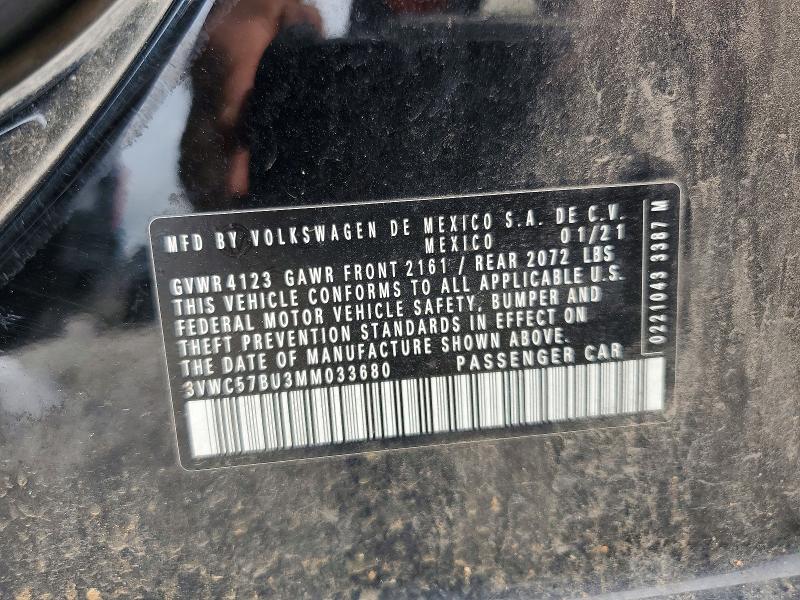 Aukcja sprzedaży 2021 Volkswagen Jetta, vin: 3VWC57BU3MM033680, numer aukcji: 62387616
