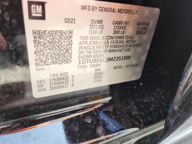 60677186 :رقم المزاد ، 1GTU9FEL5MZ251899 vin ، 2021 Gmc Sierra مزاد بيع