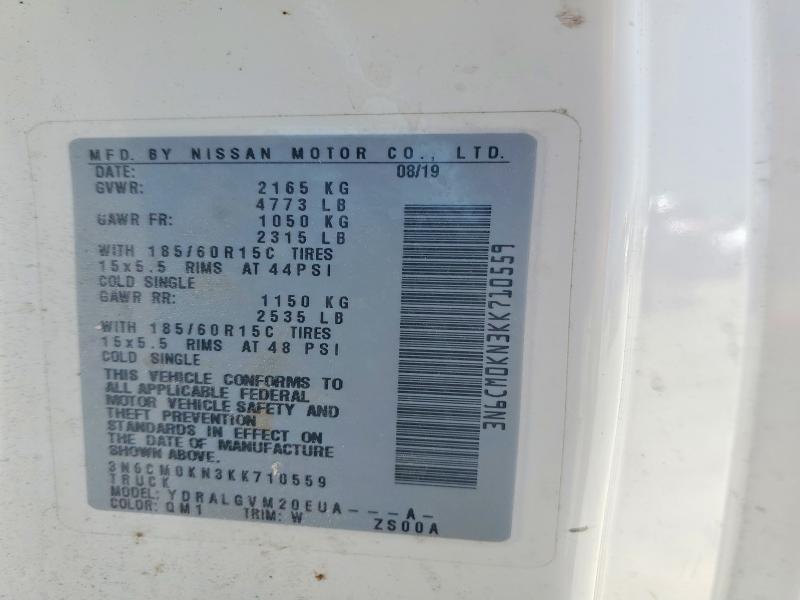 62512756 :رقم المزاد ، 3N6CM0KN3KK710559 vin ، 2019 Nissan Nv200 مزاد بيع