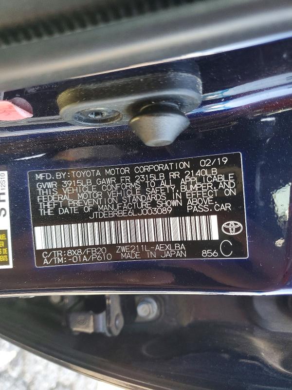 58471336 :رقم المزاد ، JTDEBRBE6LJ003089 vin ، 2020 Toyota Corolla مزاد بيع