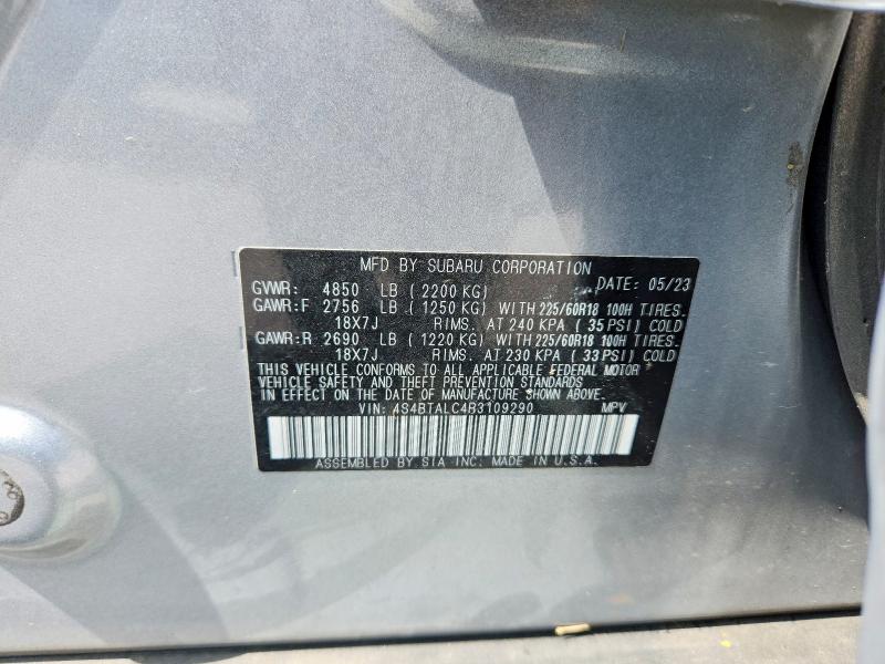 61444286 :رقم المزاد ، 4S4BTALC4R3109290 vin ، 2024 Subaru Outback مزاد بيع