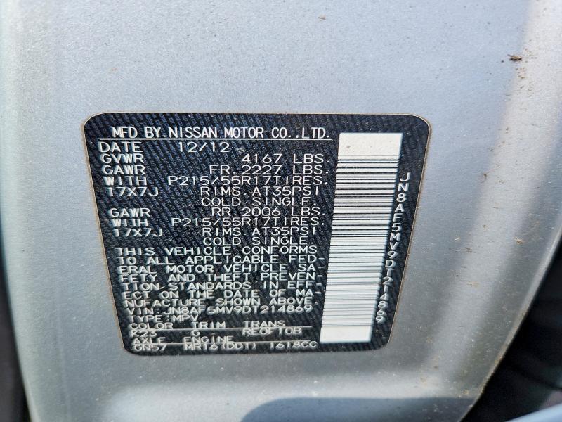 62147256 :رقم المزاد ، JN8AF5MV9DT214869 vin ، 2013 Nissan Juke مزاد بيع