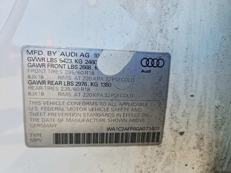 Aukcja sprzedaży 2016 Audi Q5, vin: WA1C2AFP8GA073407, numer aukcji: 59820106