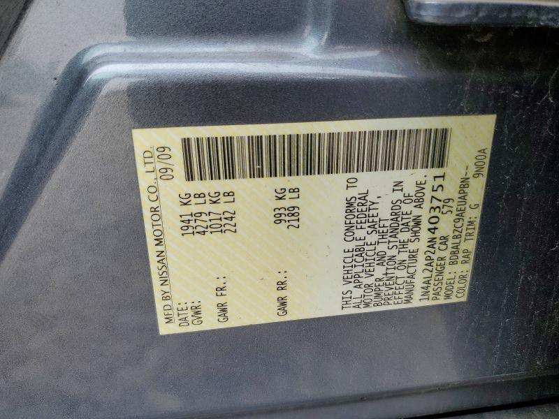 Продажа на аукционе авто 2010 Nissan Altima, vin: 1N4AL2AP2AN403751, номер лота: 61167806
