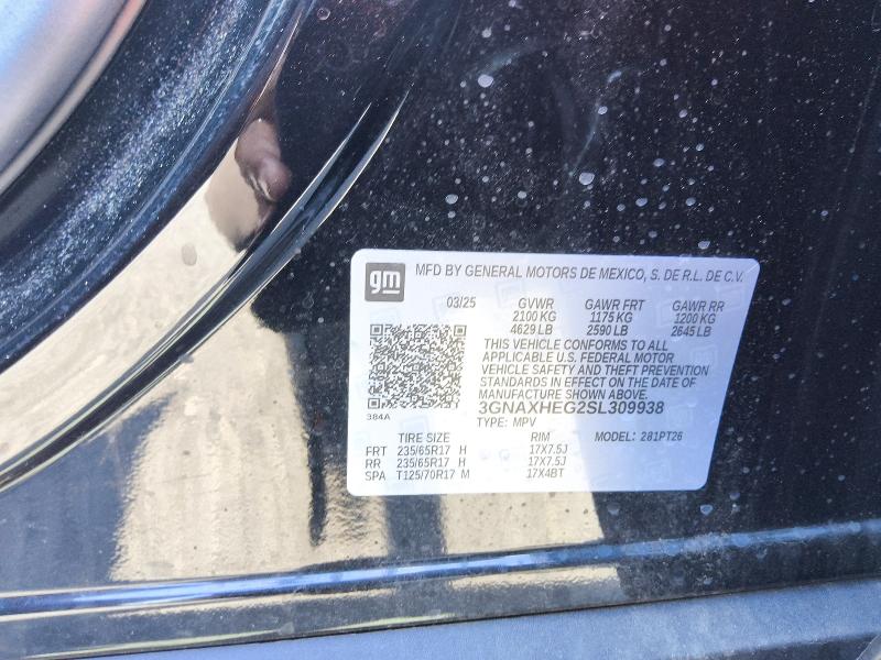 62815226 :رقم المزاد ، 3GNAXHEG2SL309938 vin ، 2025 Chevrolet Equinox مزاد بيع