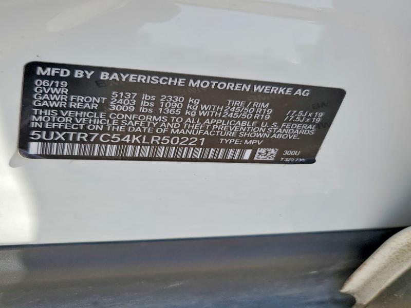 2019 Bmw X3 მანქანა იყიდება აუქციონზე, vin: 5UXTR7C54KLR50221, აუქციონის ნომერი: 60260466