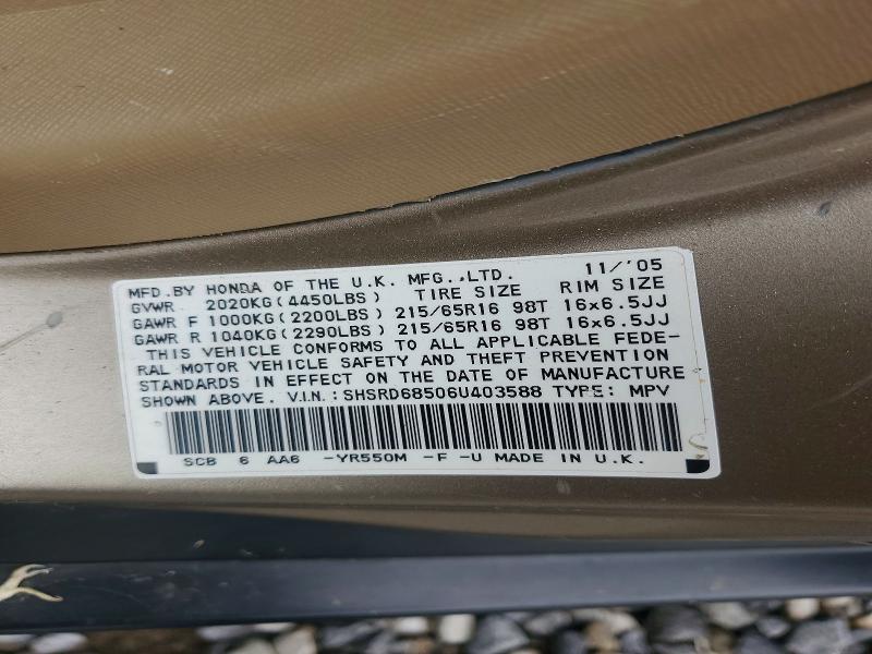 Продаж на аукціоні авто 2006 Honda Cr-v, vin: SHSRD68506U403588, номер лоту: 59248936