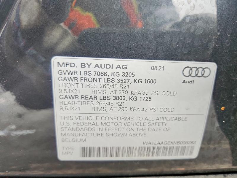 60362766 :رقم المزاد ، WA1LAAGEXNB005293 vin ، 2022 Audi E-tron مزاد بيع