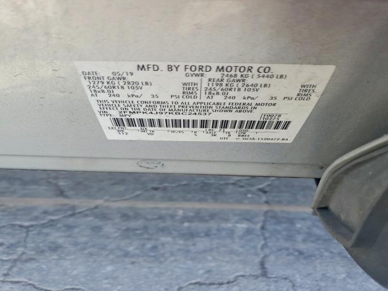 Продажа на аукционе авто 2019 Ford Edge, vin: 2FMPK4J97KBC24537, номер лота: 61875716