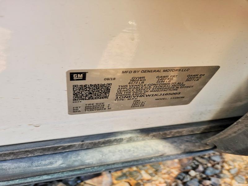 Aukcja sprzedaży 2019 Chevrolet Traverse, vin: 1GNEVHKW1KJ165003, numer aukcji: 59696176