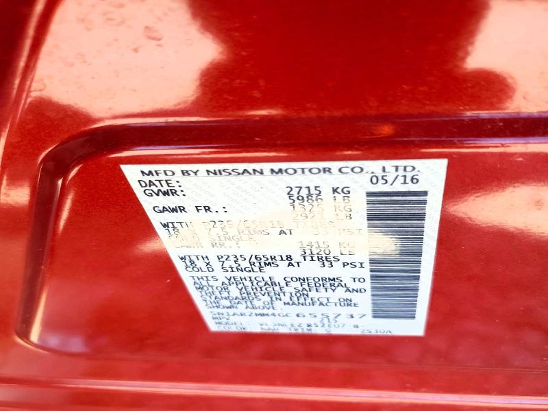 Продажа на аукционе авто 2016 Nissan Pathfinder, vin: 5N1AR2MM4GC655737, номер лота: 59726156