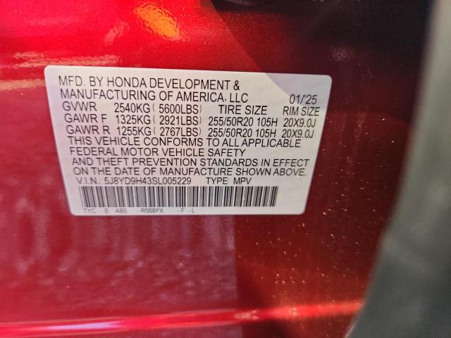 2025 Acura Mdx მანქანა იყიდება აუქციონზე, vin: 5J8YD9H43SL005229, აუქციონის ნომერი: 61960746