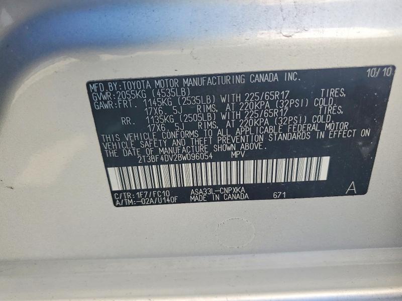 Продаж на аукціоні авто 2011 Toyota Rav4, vin: 2T3BF4DV2BW096054, номер лоту: 59825766