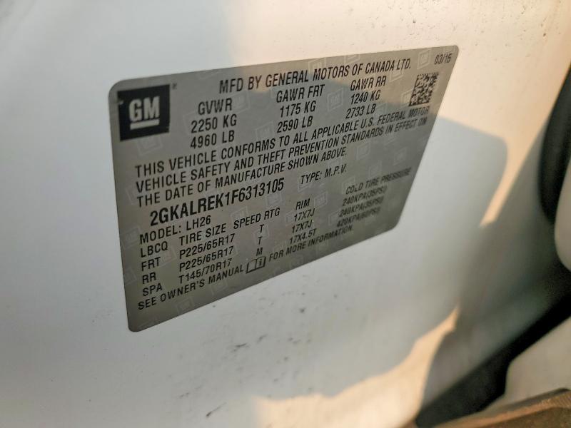 59874646 :رقم المزاد ، 2GKALREK1F6313105 vin ، 2015 Gmc Terrain مزاد بيع