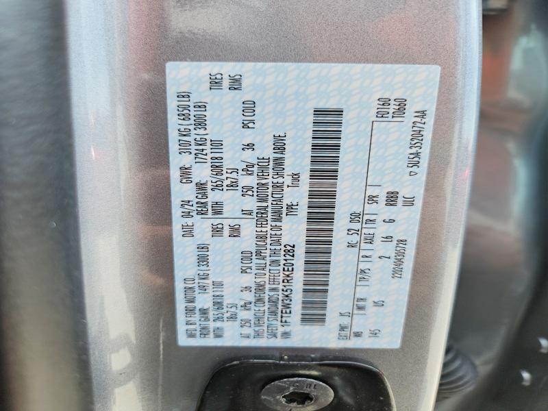 Продажа на аукционе авто 2024 Ford F150, vin: 1FTEW3K51RKE01282, номер лота: 61612546