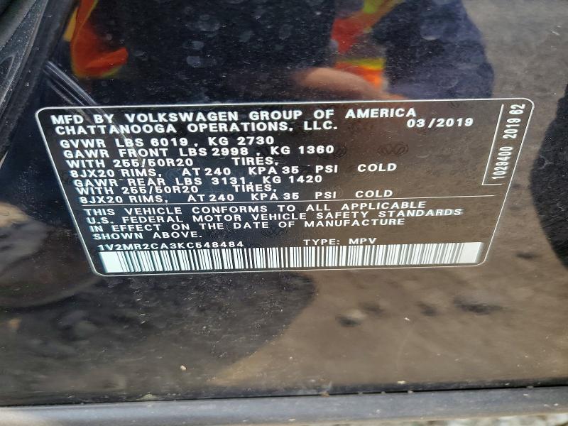 Aukcja sprzedaży 2019 Volkswagen Atlas, vin: 1V2MR2CA3KC548484, numer aukcji: 59797596