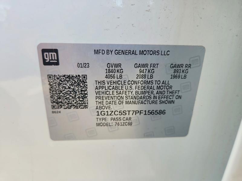 Aukcja sprzedaży 2023 Chevrolet Malibu, vin: 1G1ZC5ST7PF156586, numer aukcji: 61577176