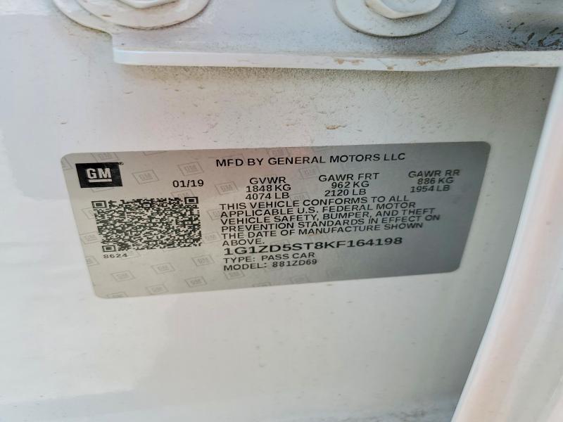 60281166 :رقم المزاد ، 1G1ZD5ST8KF164198 vin ، 2019 Chevrolet Malibu مزاد بيع