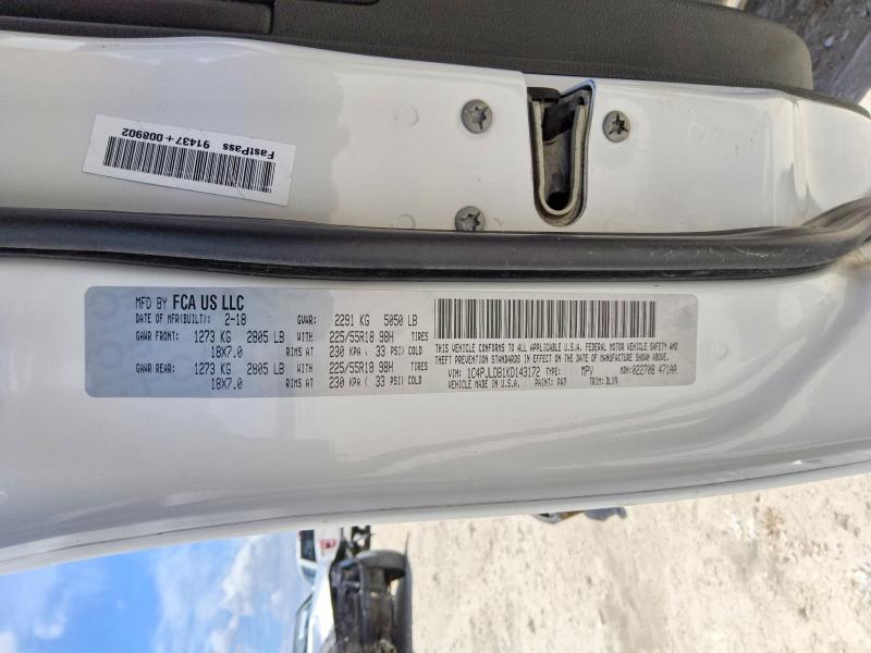 Продаж на аукціоні авто 2019 Jeep Cherokee, vin: 1C4PJLDB1KD143172, номер лоту: 60068916