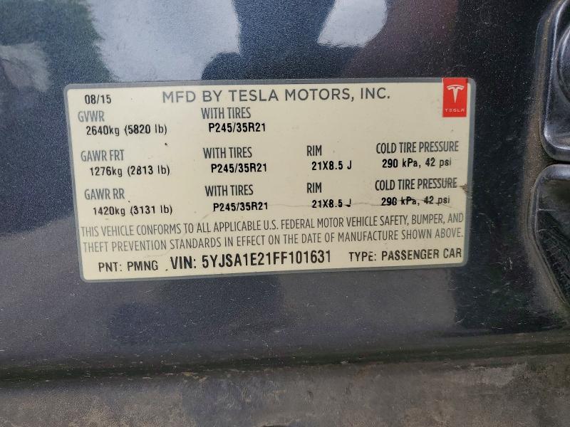 Aukcja sprzedaży 2015 Tesla Model S, vin: 5YJSA1E21FF101631, numer aukcji: 57869566