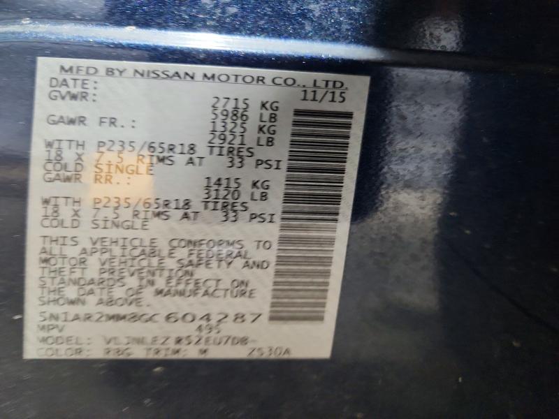 Aukcja sprzedaży 2016 Nissan Pathfinder, vin: 5N1AR2MM8GC604287, numer aukcji: 59284816