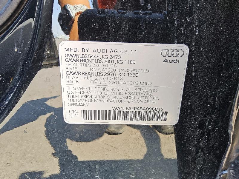 2011 Audi Q5 მანქანა იყიდება აუქციონზე, vin: WA1LFAFP4BA096812, აუქციონის ნომერი: 59779906