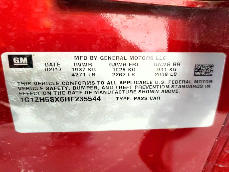 2017 Chevrolet Malibu მანქანა იყიდება აუქციონზე, vin: 1G1ZH5SX6HF235544, აუქციონის ნომერი: 60473406