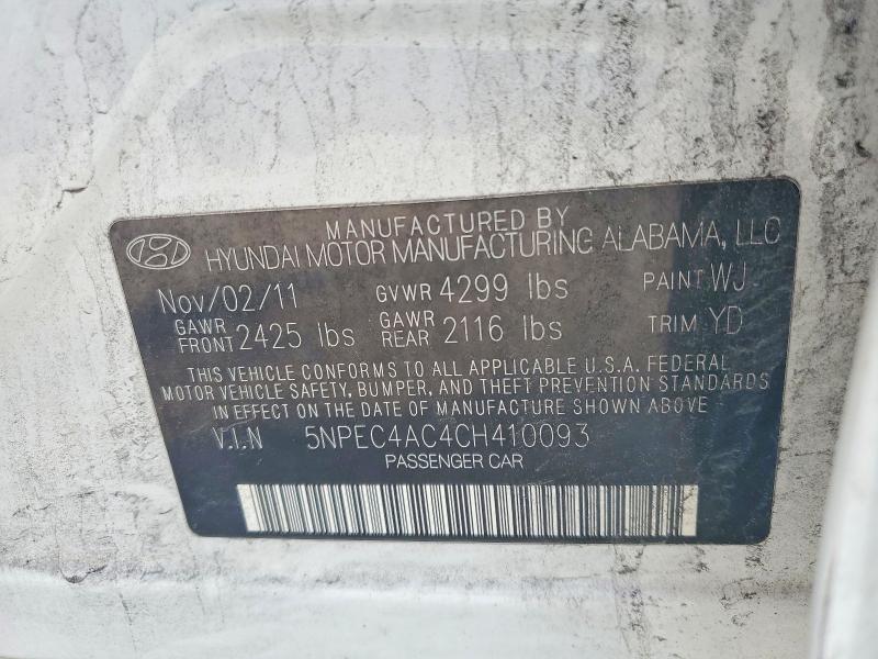 Продаж на аукціоні авто 2012 Hyundai Sonata, vin: 5NPEC4AC4CH410093, номер лоту: 61772006