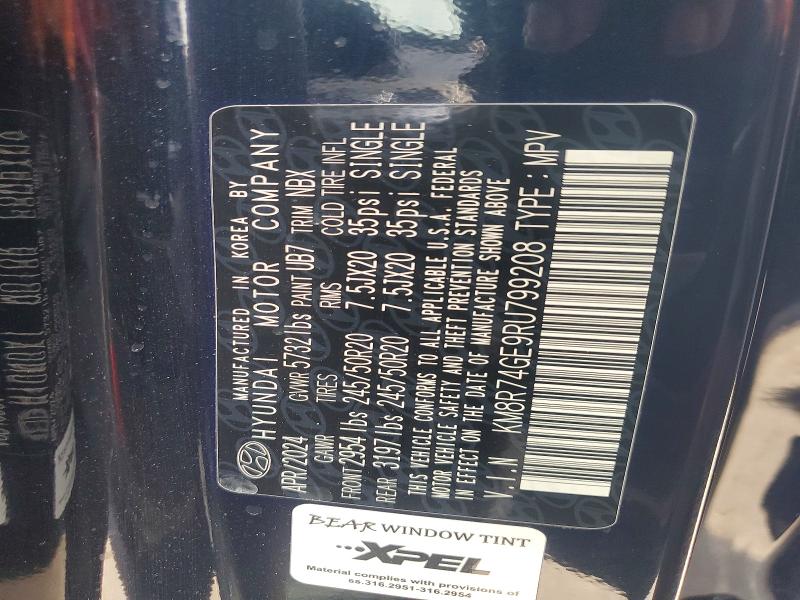 2024 Hyundai Palisade მანქანა იყიდება აუქციონზე, vin: KM8R74GE9RU799208, აუქციონის ნომერი: 62960156