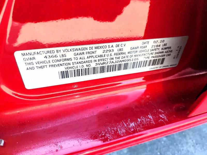 Продаж на аукціоні авто 2010 Volkswagen Jetta, vin: 3VWRZ7AJ2AM095105, номер лоту: 62419356