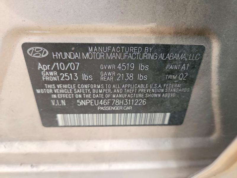 60576836 :رقم المزاد ، 5NPEU46F78H311226 vin ، 2008 Hyundai Sonata مزاد بيع