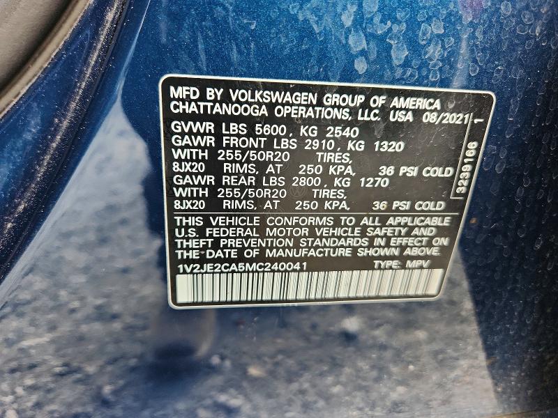 Продаж на аукціоні авто 2021 Volkswagen Atlas Cross Sport, vin: 1V2JE2CA5MC240041, номер лоту: 60936456