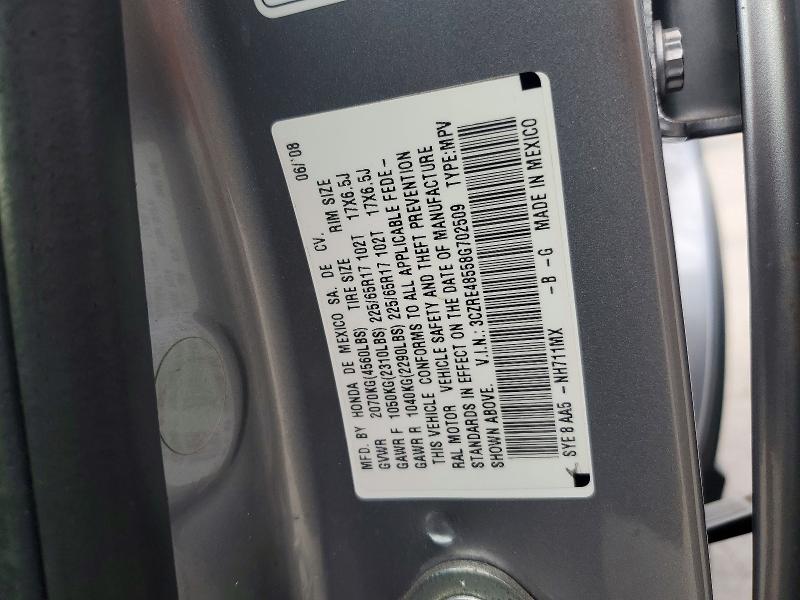 60022326 :رقم المزاد ، 3CZRE48558G702509 vin ، 2008 Honda Cr-v مزاد بيع