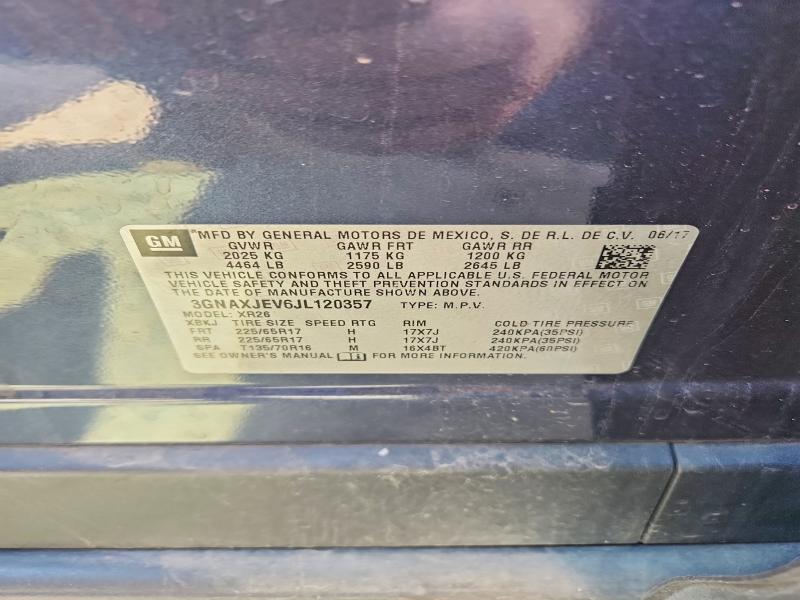 2018 Chevrolet Equinox მანქანა იყიდება აუქციონზე, vin: 3GNAXJEV6JL120357, აუქციონის ნომერი: 62037146