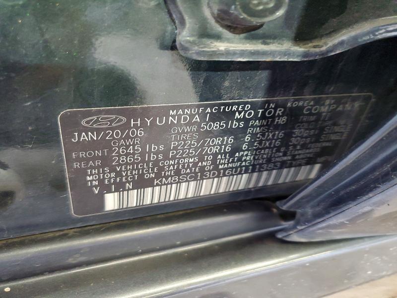 61602656 :رقم المزاد ، KM8SC13D16U111383 vin ، 2006 Hyundai Santa Fe مزاد بيع