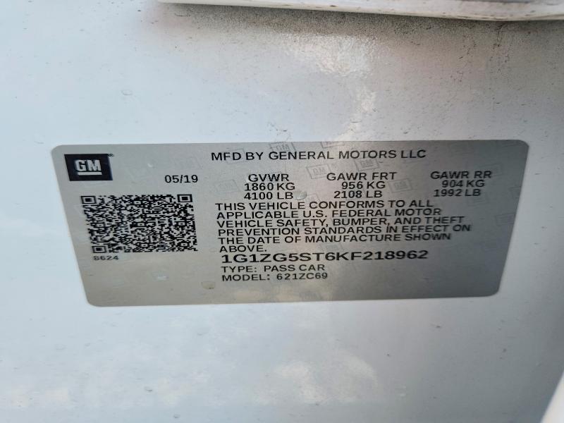 Продаж на аукціоні авто 2019 Chevrolet Malibu, vin: 1G1ZG5ST6KF218962, номер лоту: 62854486