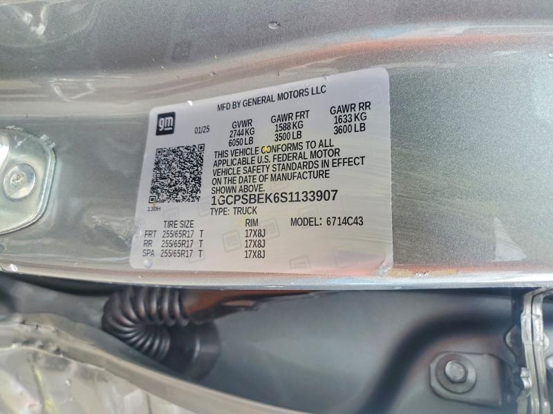 61574106 :رقم المزاد ، 1GCPSBEK6S1133907 vin ، 2025 Chevrolet Colorado مزاد بيع