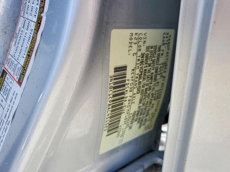 2010 Nissan Versa მანქანა იყიდება აუქციონზე, vin: 3N1BC1CP8AL451523, აუქციონის ნომერი: 61743546