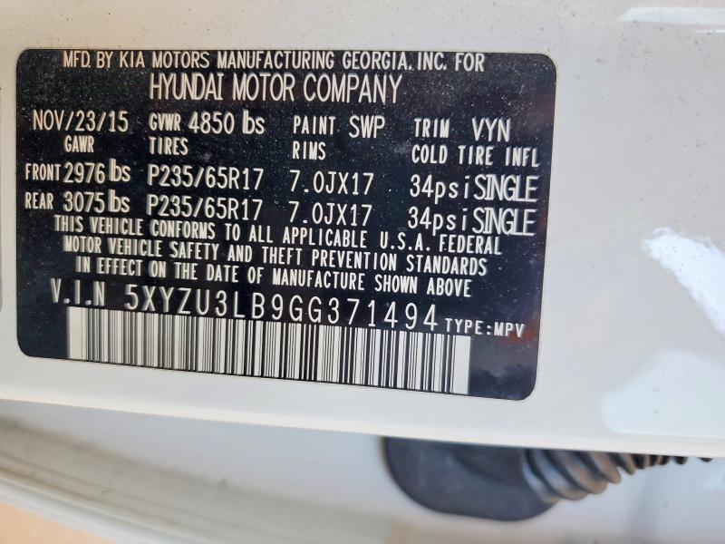 59979906 :رقم المزاد ، 5XYZU3LB9GG371494 vin ، 2016 Hyundai Santa Fe Sport مزاد بيع