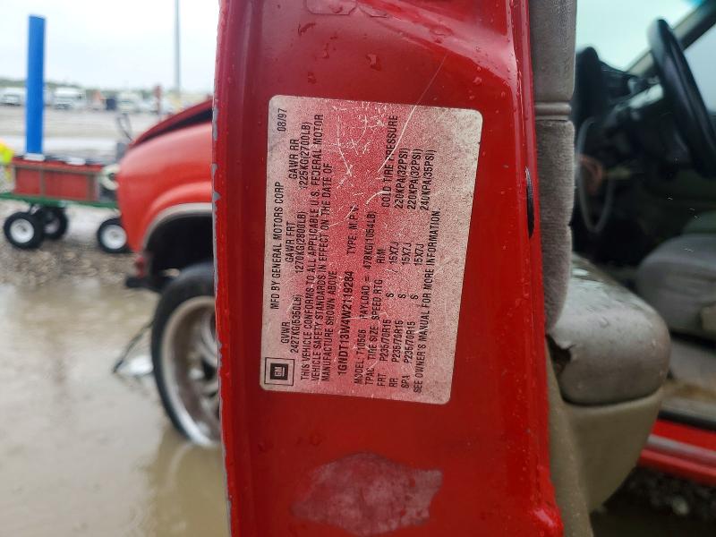 1998 Chevrolet Blazer მანქანა იყიდება აუქციონზე, vin: 1GNDT13W4W2119284, აუქციონის ნომერი: 73343165