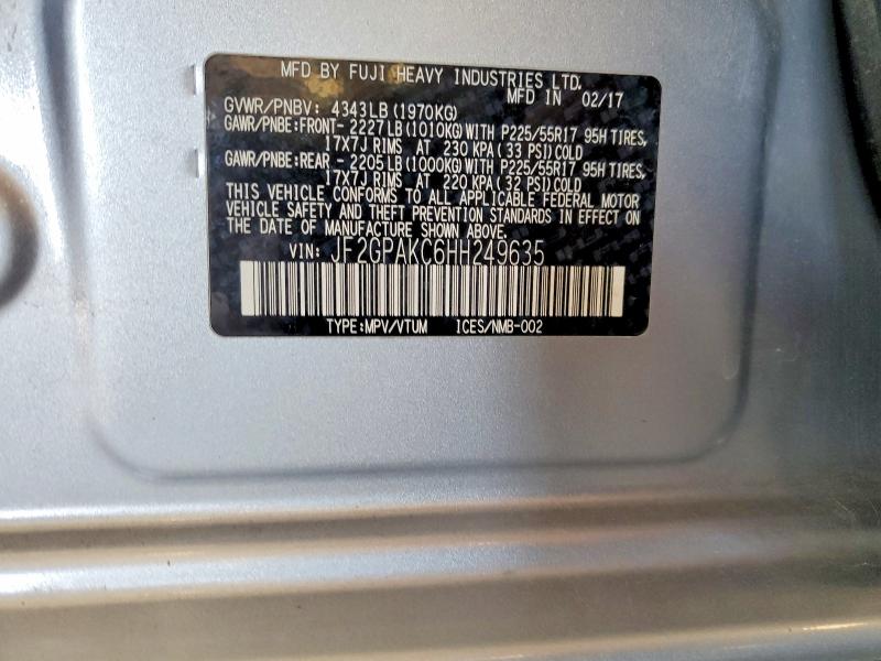 Продажа на аукционе авто 2017 Subaru Crosstrek, vin: JF2GPAKC6HH249635, номер лота: 61607176